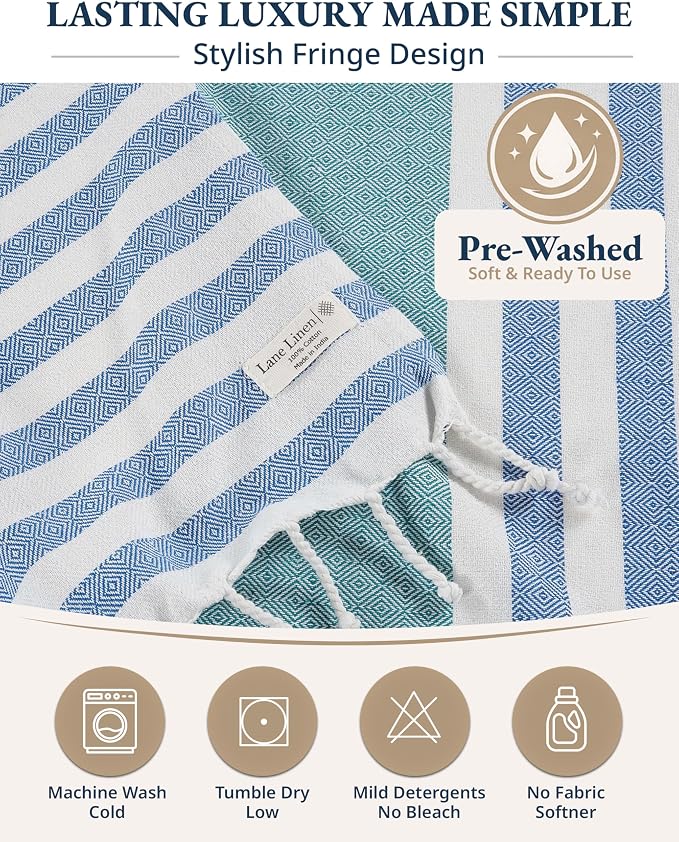 LANE LINEN Beach Towels for Women - 2 Pack Large Beach Towels Oversized, Pre-Washed, Sand Free Towel, Quick Dry, Lightweight and Soft Bath Towel, 39"x71" - Old Glory Teal
