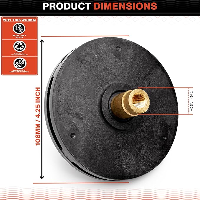 Swimables SPX2607C 1 HP Super Pump Impeller - High-Flow Super Pump Impeller fits SP2607X10, Max-Flo SP2807X10 - Versatile, Corrosion-Resistant Heavy Duty Impeller Replacement