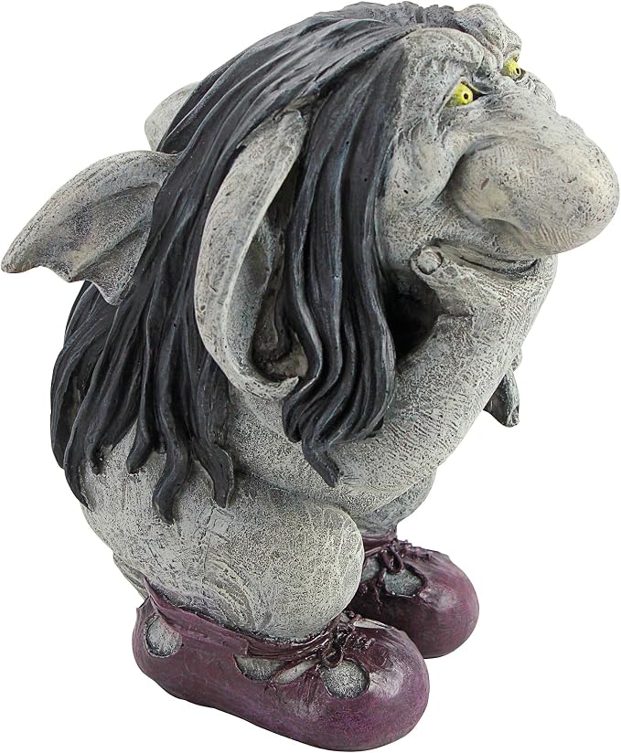 Garden Gnome Statue -Pondering Sylvester the Cynical Gnome Troll - Lawn Gnome