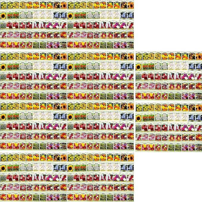 Set of 500 Flower Seed Packets - Flower Seeds in Bulk - 15 or More Varieties Available - Great for Creating Colorful Gardens (500)