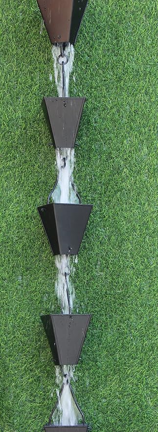 KAM Home Bronze Tapered Square Cups Rain Chain with Installation Kit (Black, 14)
