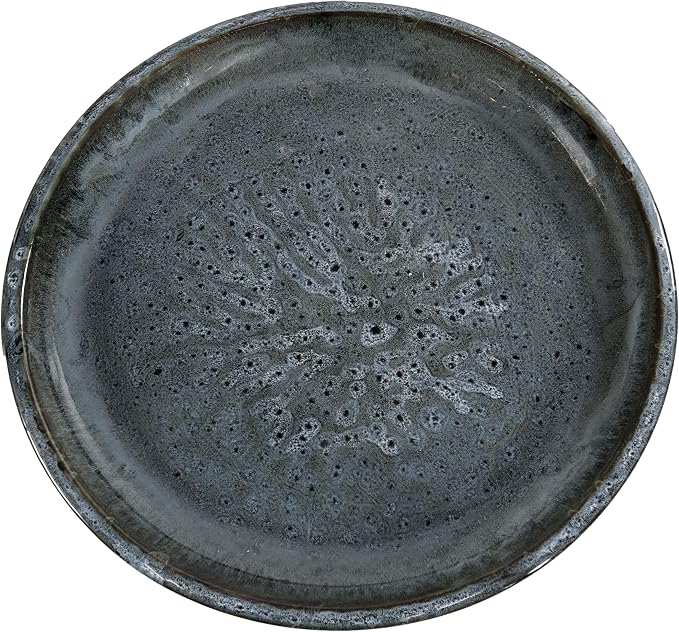 Sunnydaze Toulon Outdoor Ceramic Bird Bath - 24.5" H - UV- and Frost-Resistant - Glazed Bowl - Black Mist Glaze