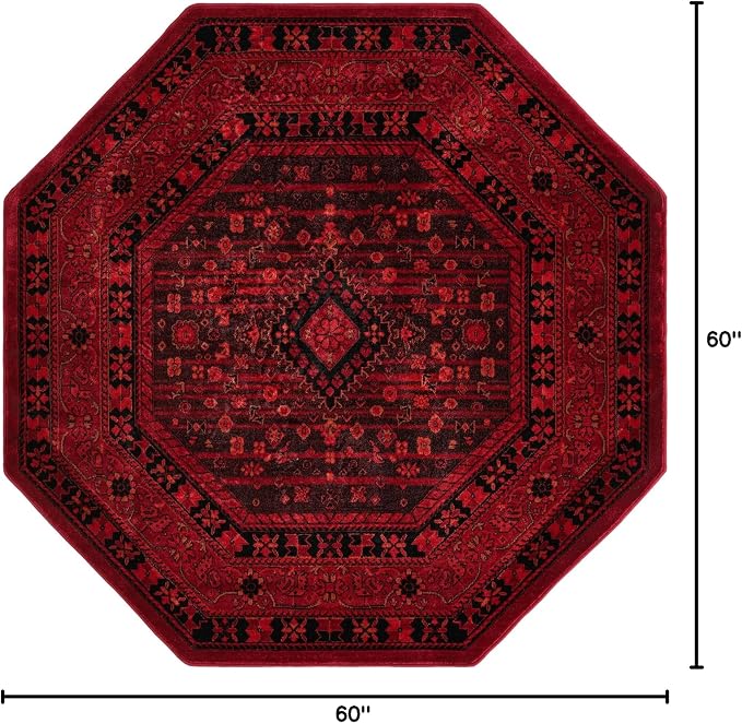 Unique Loom Tekke Collection Area Rug - Sheibani (5' Octagon, Red/ Black)