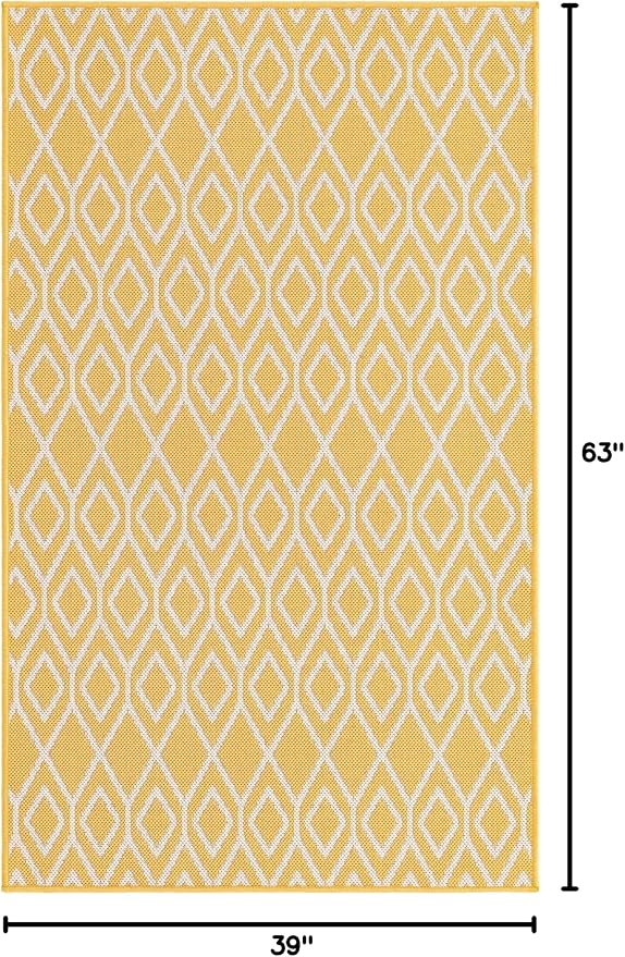 Jill Zarin Outdoor Collection Area Rug - Turks and Caicos (3' 3" x 5' 3" Rectangle Yellow Ivory/Ivory)