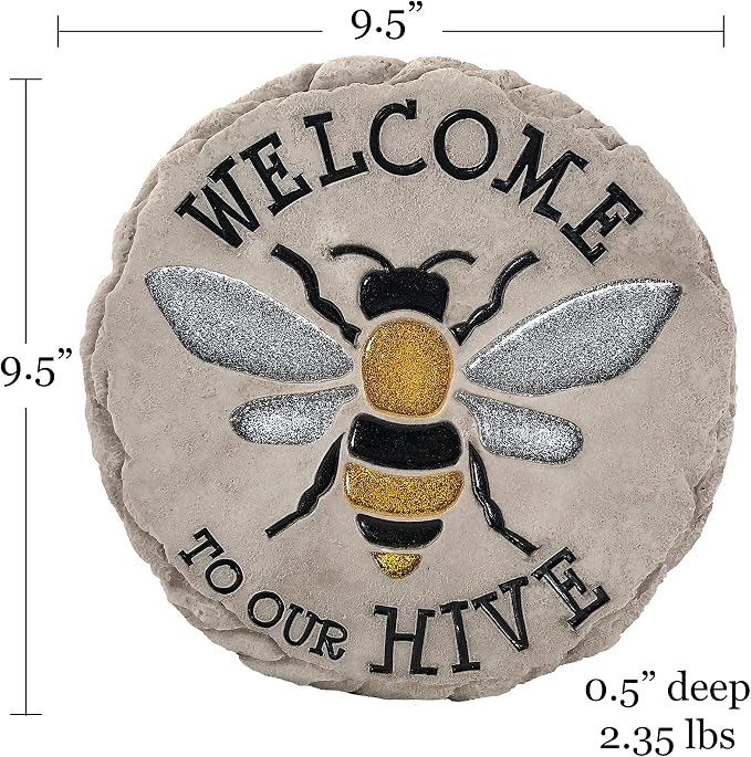 Spoontiques - Garden Décor -Welcome to Hive Stepping Stone - Decorative Stone for Garden