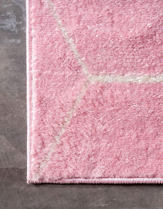 Unique Loom Trellis Frieze Collection Area Rug - Geometric (3' 3" x 5' 3", Light Pink/ Ivory)