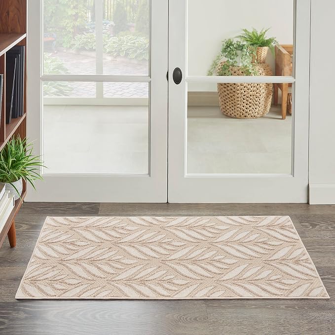 Nourison Home Aloha Ivory Grey 2'8" x 4' Area Rug - Easy Clean, Non Shedding, Bed Room, Living Room, Dining Room, Kitchen (3' x 4')