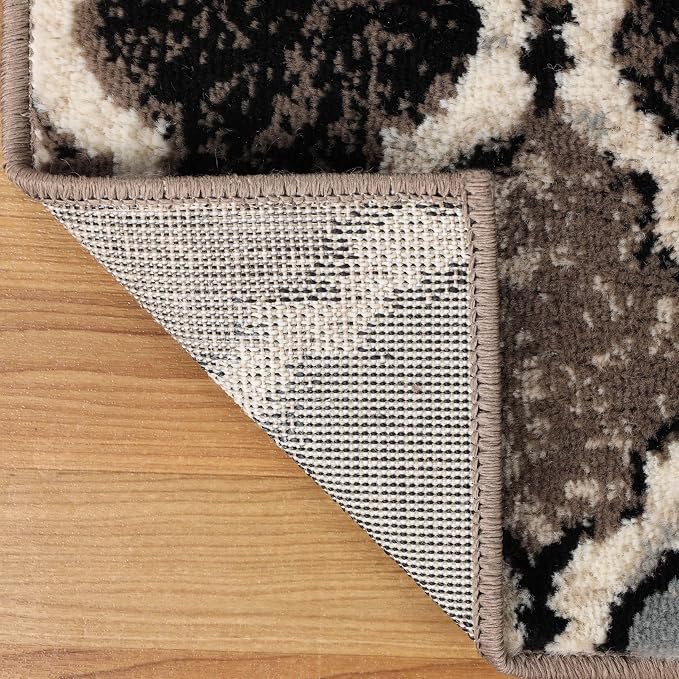 SUPERIOR Indoor Runner Rugs, Modern Area Rug, 2'7"x12', Ivory | Geometric Design Floor Décor, Easy Care High Traffic Areas Living Dining Room, Bedroom, Office, Entryway, Viking Collection
