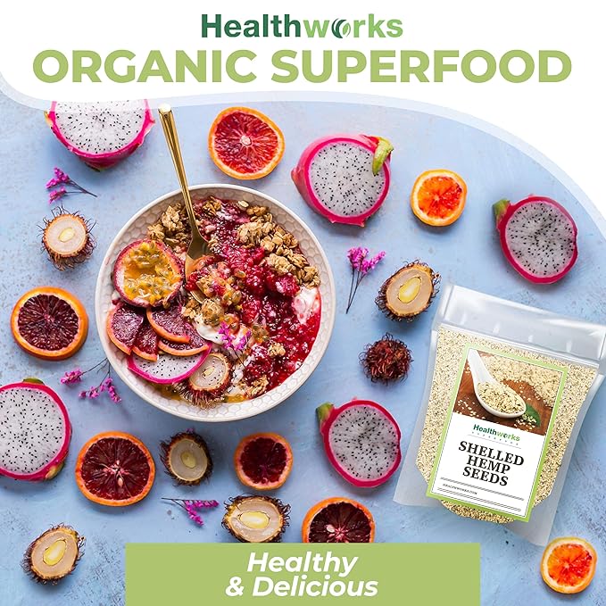 Healthworks Superfood Shelled/Hulled Hemp Seeds Canadian - 32 Oz / 2 Lbs (Pack of 2) - Premium & All-Natural - Contains Omega 3 & 6, Fiber and Protein - Packaging May Vary