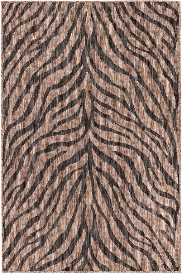Unique Loom Outdoor Safari Collection Area Rug - Tsavo (4' 1" x 6' 1" Rectangle, Natural/ Ivory)