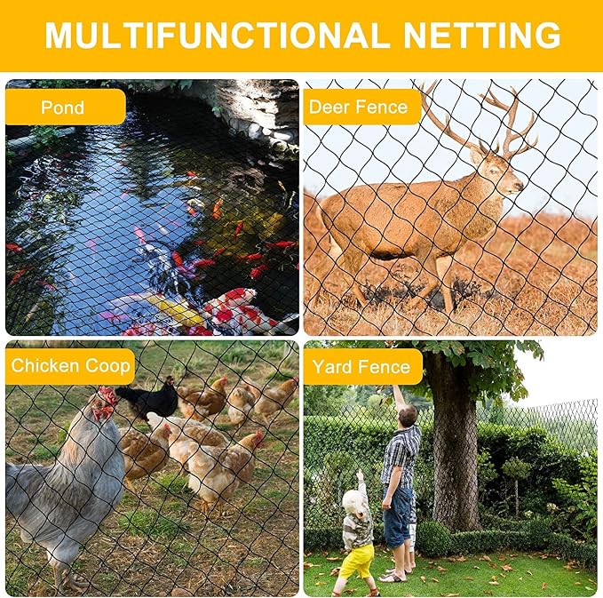 BSTPCOO Bird Net 25'x25' with 2.4" Square Mesh Bird Netting for Chicken Coop Roof, Poultry Netting Heavy Duty Nylon for Garden, Chicken Netting Fruit Tree Netting, Hawk Netting for Chicken Run