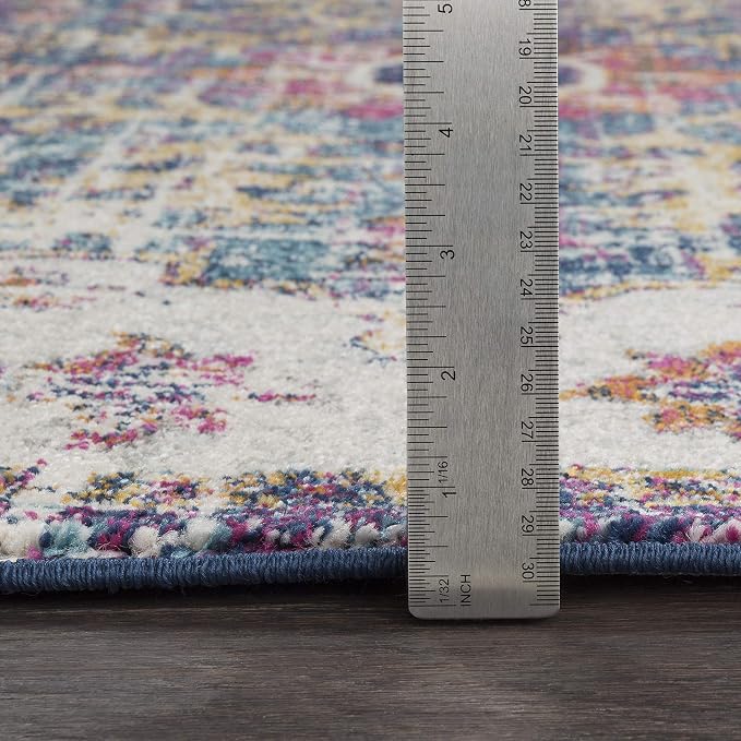 Livabliss Odelia Vintage Bohemian Runner Area Rug,2'7" x 7'3",Purple/Grey