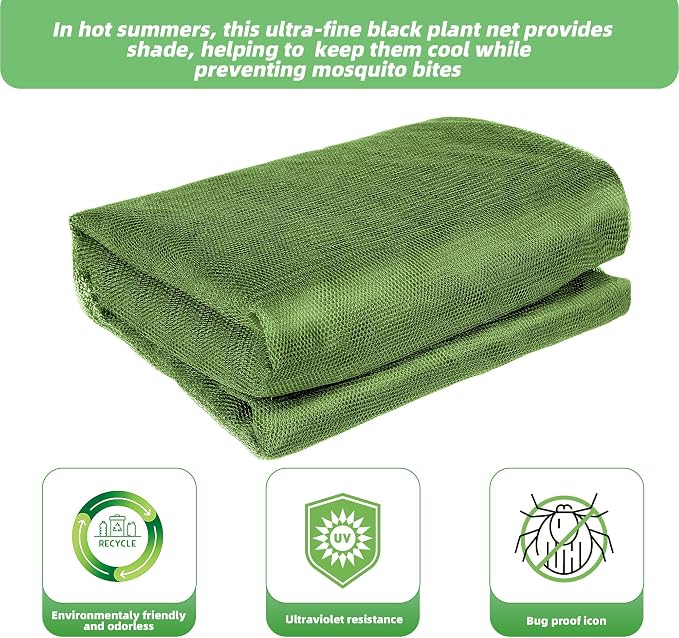 U0U Garden Mesh Netting Kit,7.8 x 24 Ft Plant Netting with Hoops,Bird Net for Garden with 6 Sets Garden Hoops & 18 Clips,Garden Net Bed Cover for Plants Birds Animals Protection