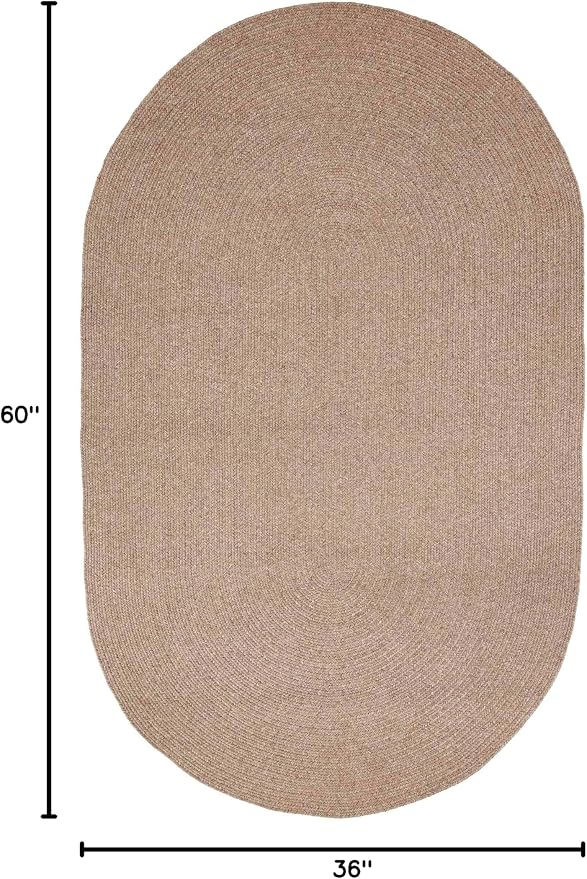 Superior Indoor/Outdoor Area Rug, Reversible Braided Floor Decor for Living Room, Kitchen, Patio, Front Porch, Modern Boho Farmhouse Rugs, Hardwood, Bedroom Accessories, 3' x 5', Latte