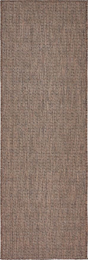 Unique Loom Collection Casual Transitional Solid Heathered Indoor/Outdoor Flatweave Area Rug (2' x 6' 1" Runner, Light Brown/Ivory)