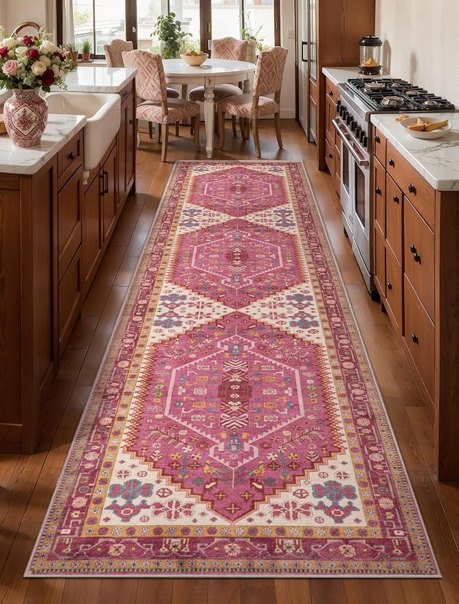 Ciicool Long Washable Runners Area Rug for Hallways,Ultra Soft 2x8ft Carpet | Oriental Non-Slip Thin Indoor Mat Vintage Entry Rugs for Kitchen Entryway Bedroom Bedside Living Room Laundry Bathroom Decor