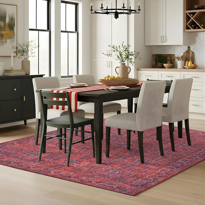 Sacred Artisans Tribal 5x7 Area Rug for Living Room, Dining Room and Office | Washable, Non Slip, Pet Friendly and Low Pile (Mystic, 5' x 7')