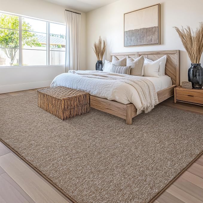 Chicrug Modern 6x9 Memory Foam Area Rugs for Bedroom Living Room | Low-pile Carpet Rug for Kids Playroom, Floor Rug for Bedside Dorm Dining Room Home, Brown and White