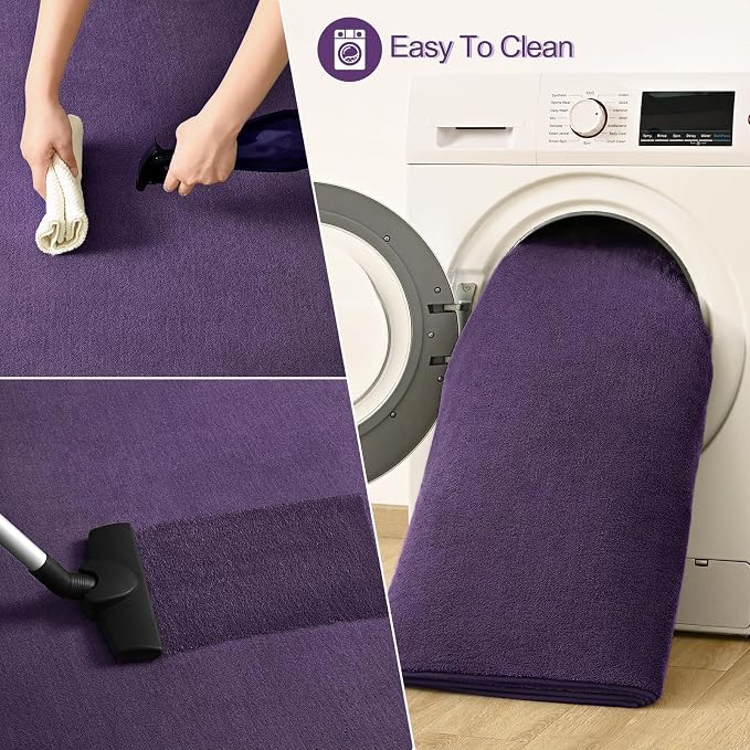 Vasofe Purple Runner Rug for Bedroom, 2x8 Non Slip Long Hallway Bedside Rug | Memory Foam Low-Pile Carpet Runner Rug for Entryway, Living Room, Kitchen, Laundry Room, Long Throw Carpet for Dorm Room