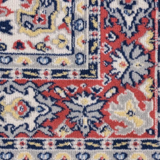 Home Dynamix Premium Sakarya Traditional Medallion Border Area Rug, Ivory/Red, 5'3"x7'5" Rectangle