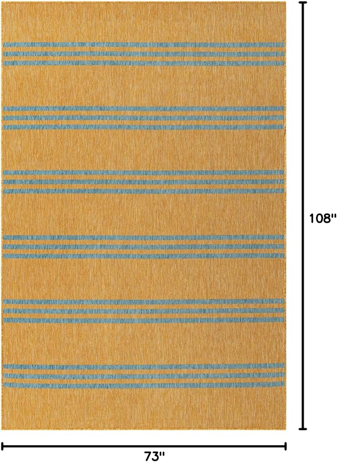 Unique Loom Jill Zarin Outdoor Collection Area Rug - Anguilla (6' 1'' x 9' Rectangle, Yellow and Aqua/Light Blue)