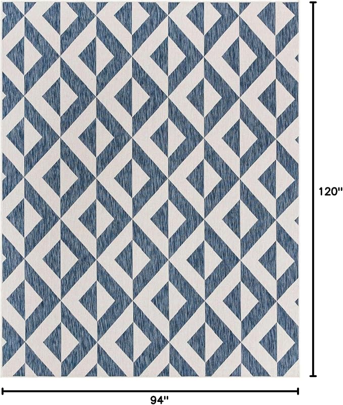 Unique Loom Jill Zarin Outdoor Collection Area Rug - Napa (7' 10" x 10' Rectangle, Blue/ Ivory)