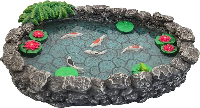GlitZGlam KOI Miniature Pond for Fairy Garden - Enchanted Garden Accessories