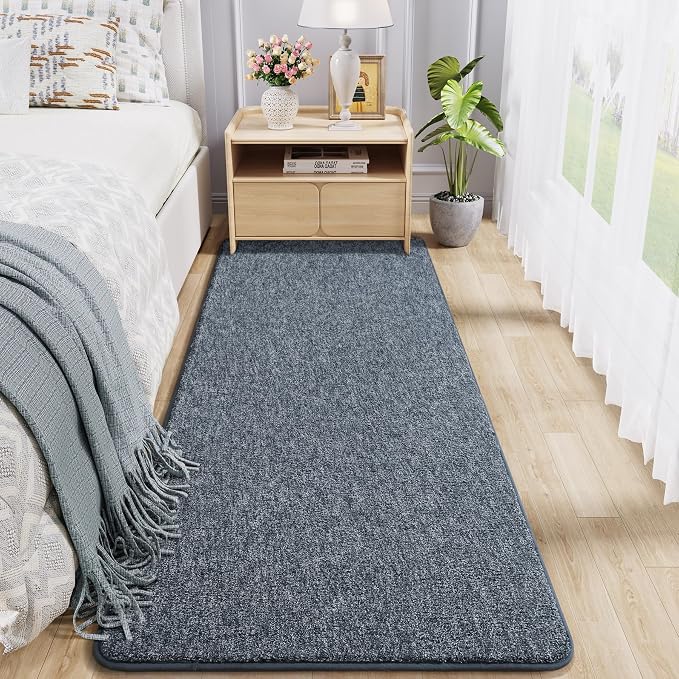Chicrug Memory Foam 2x6 Runner Rugs for Hallway Entryway Bedroom | Low-Pile Soft Carpet Runner Rug for Kitchen, 6ft Kids Rug for Bedside Dorm Room Decor, Blue and White
