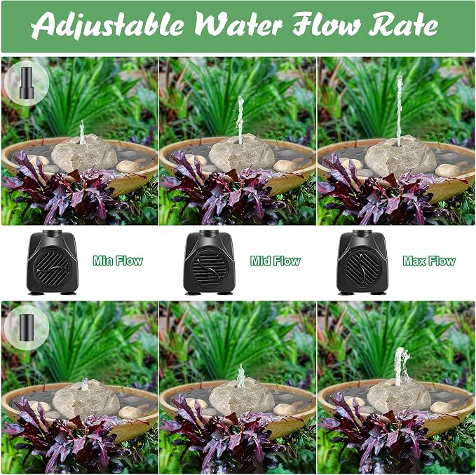 Saillong Bird Bath Water Fountain with Electric Pump, Granite Air Pump Rock for Bird, Rock Waterfall Fountain, Feeder, Aquariums, Fish Tank (Beige)
