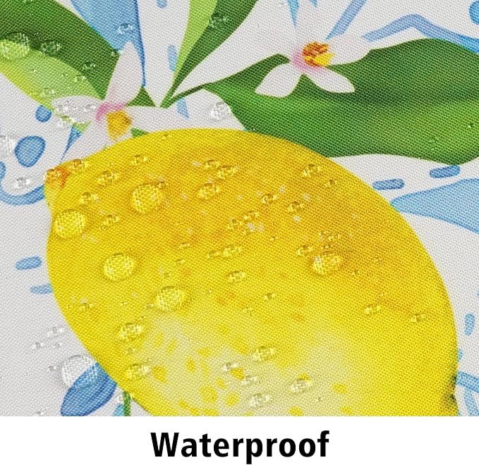 Outdoor Tablecloth with Umbrella Hole and Zipper, Rectangle Patio Table Covers for Spring/Summer, Machine Washable Outdoor Picnic Table Cloth (Lemon, 60" × 84" Rectangular)