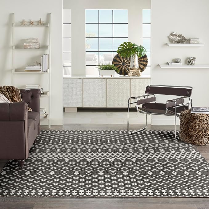 Nourison Home Positano Black 12' x 15' Area Rug - Easy Clean, Non Shedding, Bed Room, Living Room, Dining Room, Kitchen (12' x 15')