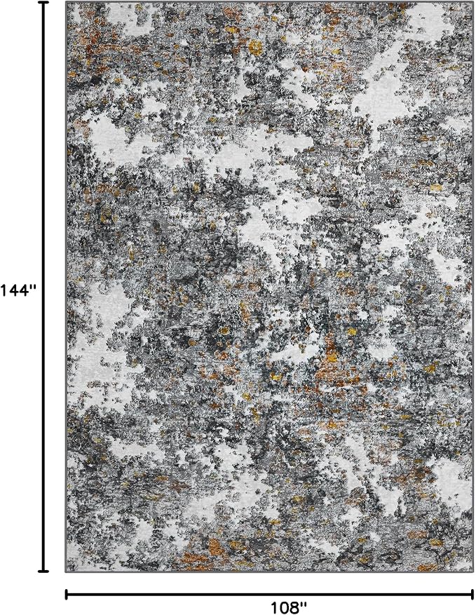 Tosuoka 9x12 Area Rugs for Living Room Abstract Washable Gray Multi Rug | With Anti-Slip Backing，Non-Shedding，Stain-Resistant，Soft Modern Large Carpet for Bedroom Dining Room Farmhouse Nursery