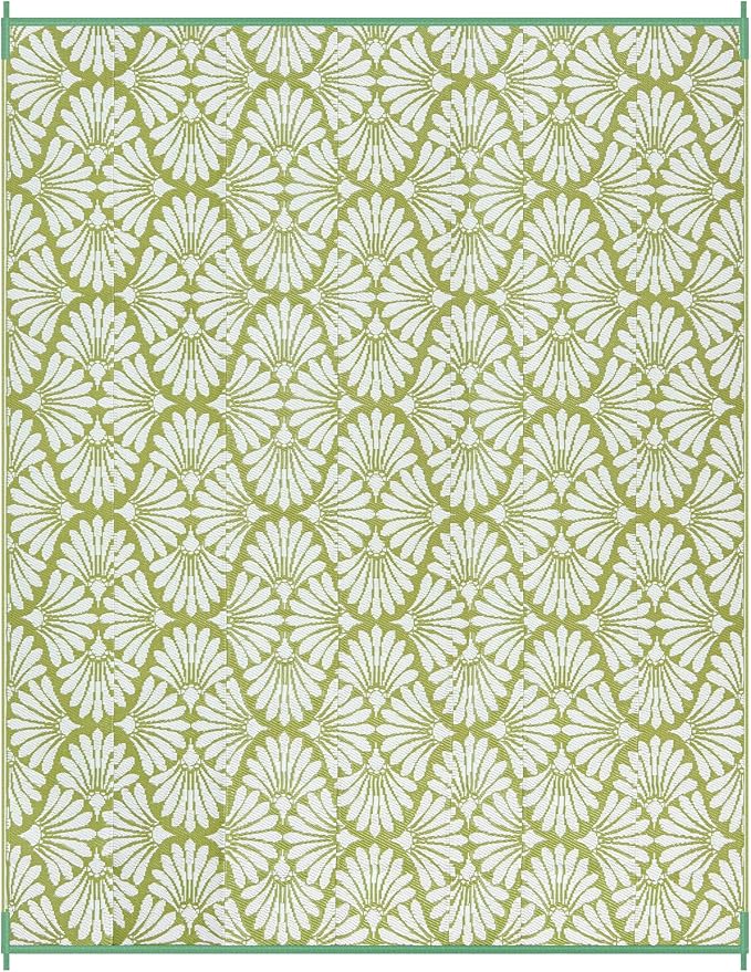 Lahome Plastic Outdoor Rug 8x10 Waterproof, Camping Rugs for Outside Your Rv, Lightweight Outdoor Mat for Beach Picnic Backyard Garden Under Awning, Pale Green,8'x10'