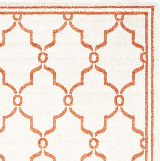 SAFAVIEH Amherst Collection Area Rug - 9' x 12', Beige & Orange, Trellis Design, Non-Shedding & Easy Care, Ideal for High Traffic Areas in Living Room, Bedroom (AMT414F)