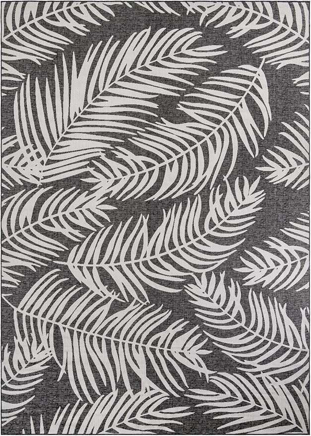 Unique Loom Outdoor Botanical Collection Area Rug - Palm (10' x 14' 1" Rectangle Charcoal/Ivory)