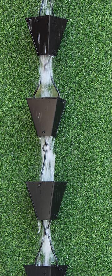 KAM Home Bronze Tapered Square Cups Rain Chain with Installation Kit (Black, 14)