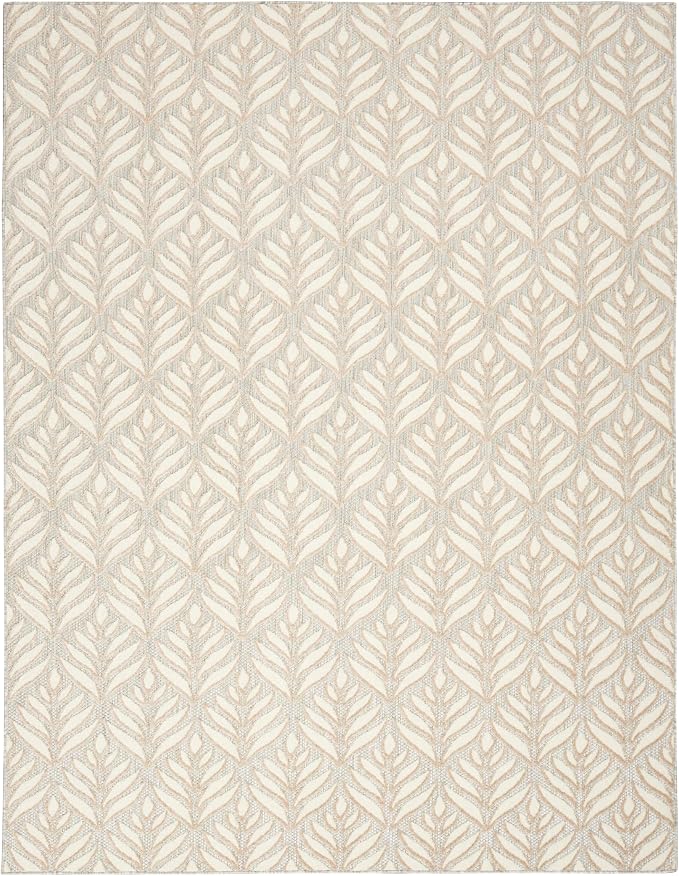 Nourison Home Aloha Ivory Grey 7' x 10' Area Rug - Easy Clean, Non Shedding, Bed Room, Living Room, Dining Room, Kitchen (7' x 10')