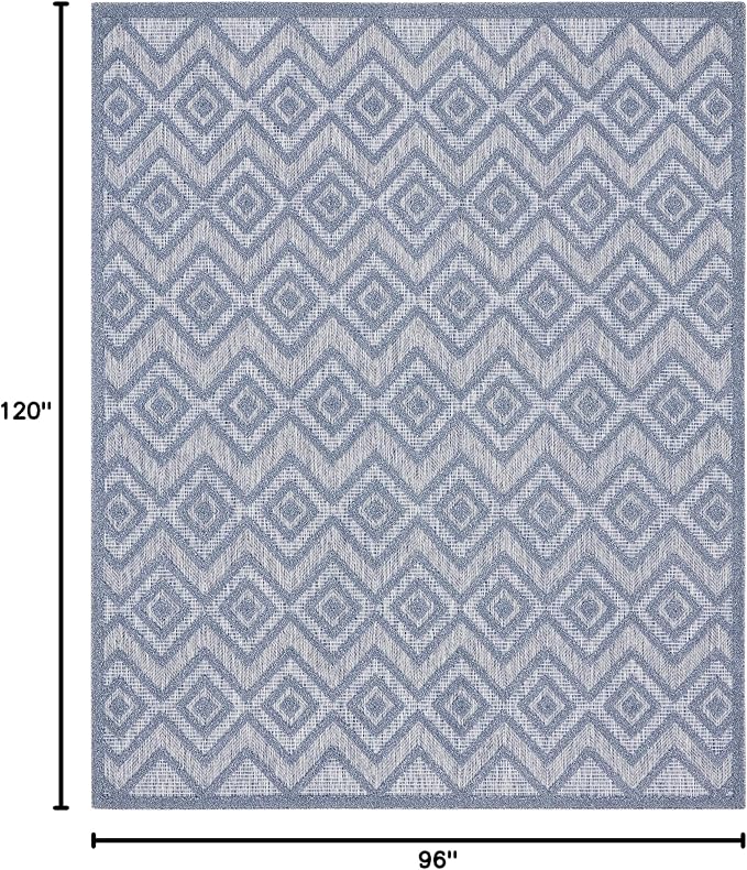Nourison Home Versatile Denim Blue 8' x 10' Area Rug - Easy Clean, Non Shedding, Bed Room, Living Room, Dining Room, Kitchen (8' x 10')