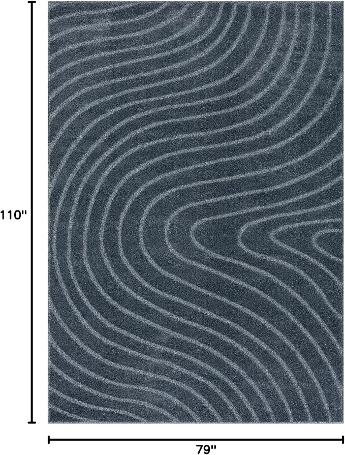 LUXE WEAVERS Modern Geometric Wave Blue 6x9 Area Rug