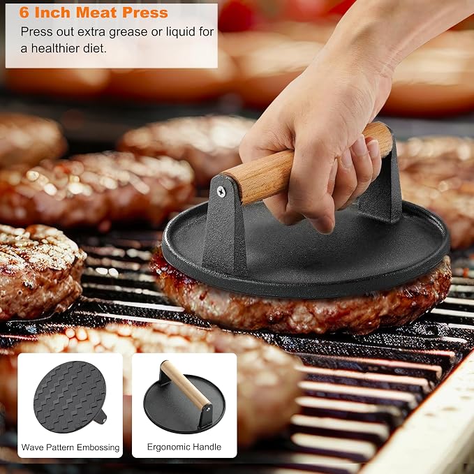 Grilljoy 38pcs Professional Griddle Accessories Kit for Blackstone, with Smash Burger Press, Extra Thick Griddle Spatula, Turner, Flipper - Flat Top Grill Accessories for Outdoor Grill