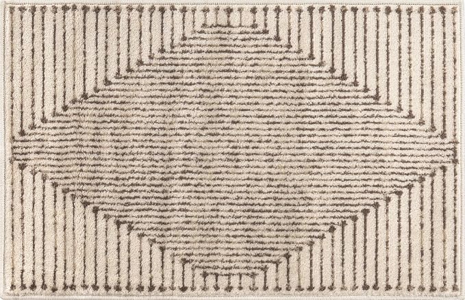 Rugshop Abstract Line Pattern Neutral Decor Area Rug Beige 2' x 3' | Rectangular, Size 2' x 3', Living Room, Bedroom, Dining Room, Home Office, Kitchen, Entryway, Hallway, Nursery, Kids Room
