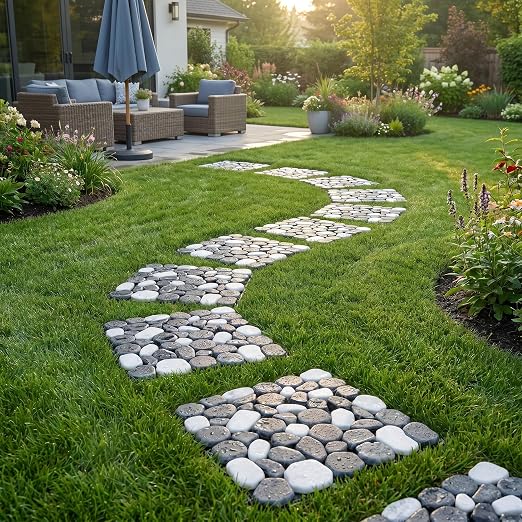 4 Pcs Interlocking Natural Deck Tiles 11.8" x 11.8" for Garden Patio Path | for Landscaping, Indoor & Outdoor, Waterproof, Easy to Install, DIY Landscape Decor