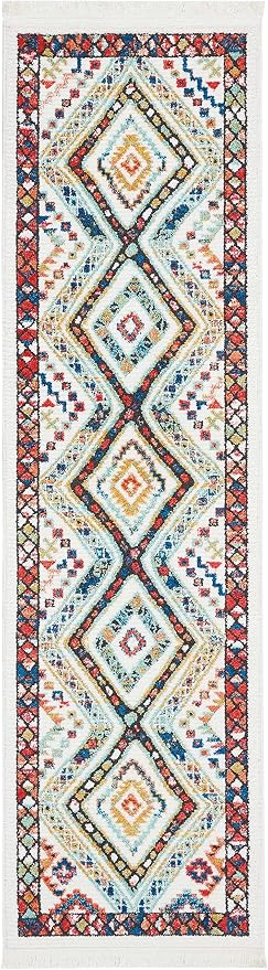 Nourison Home Tribal Decor White 2'2" x 7'9" Area Rug - Easy Clean, Non Shedding, Bed Room, Living Room, Dining Room, Kitchen (8' Runner)