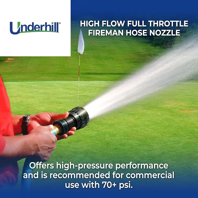 Underhill Garden Water Hose Nozzle Sprayer Jet Attachment, Heavy-Duty Metal and Rubber, Adjustable, Magnum UltraMax Premium Plus Series 3/4" High Flow Full Throttle, NG500-SFH-75