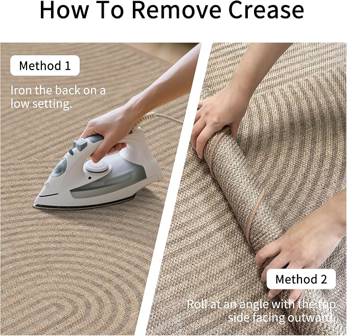 Outdoor Easy Jute Runner Rug: 2.5x8 Modern Natural Area Rugs for Front Patio Hallway Linen-Look Fabric Durable - Neutral Washable Mat for Entryway Kitchen Bedroom - Swirl Curved Pattern