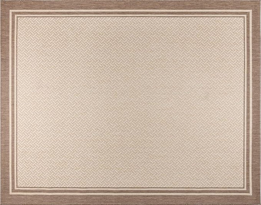 Gertmenian Indoor/Outdoor Flatweave Area Rug - 6x9 Medium, Stain & UV Resistant, Ideal for Deck, Patio, Poolside, Mudroom - Border Brown Tan, 22913
