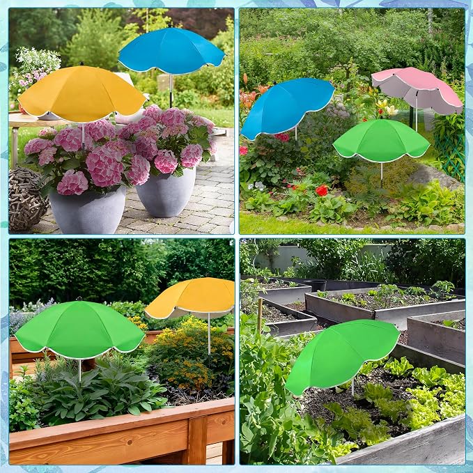 4 Pack Plant Umbrellas for Outdoor Plants 23.6 Inch Garden Plant Umbrella Shade with Adjustable Angle and Height Sun Protection Shade Covers Cloth for Outdoor Potted Plants Garden Beds Patio Flowers