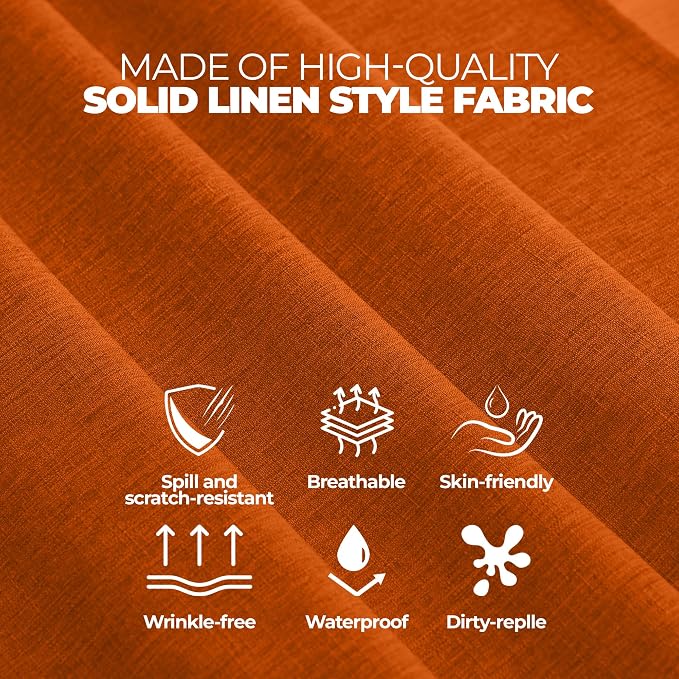 Decorelia Faux Linen Fall Round Tablecloths 60 inch, Waterproof Decorative Washable Texture Rustic Circle Table Cloth Cover for Dining Kitchen Party Farmhouse Outdoor(60 Inch,Round (2-4 Seats),Rust)