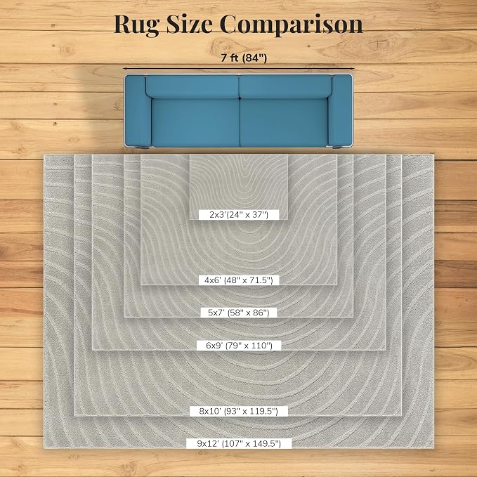 LUXE WEAVERS Modern Geometric Wave Gray 5x7 Area Rug
