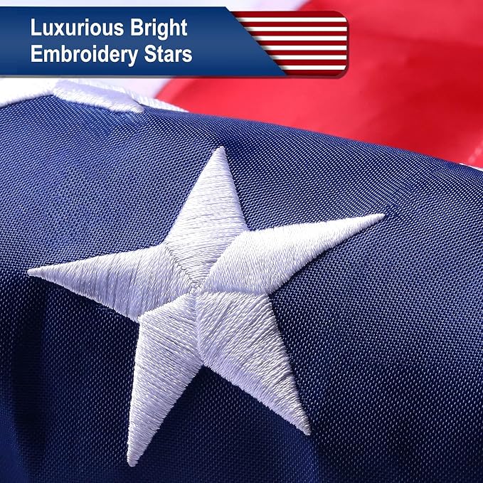 American Flag 4x6 Outdoor Heavy Duty - Waterproof & UV Protected Polyester US Flag with Embroidered Stars, Sewn Stripes, Brass Grommets, Fade Resistant for Yard, Garden, Pole